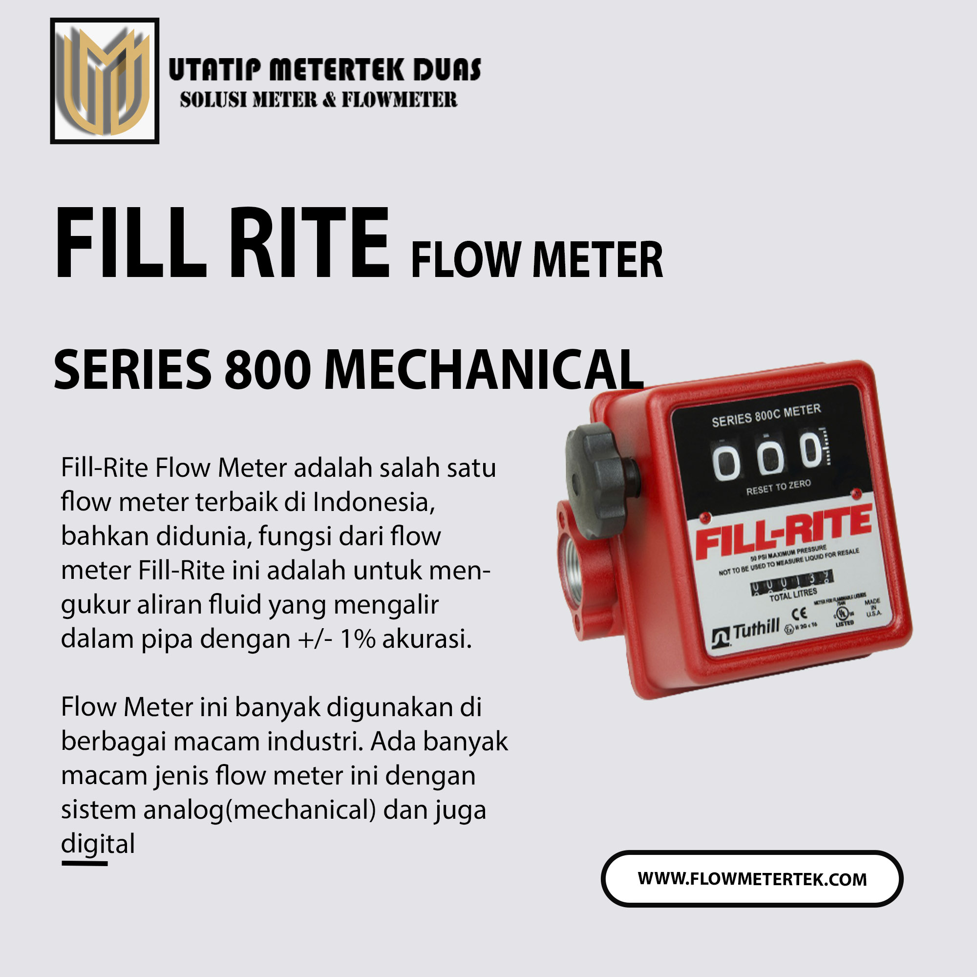 Fill Rite Flow Meter Series 800 Mechanical